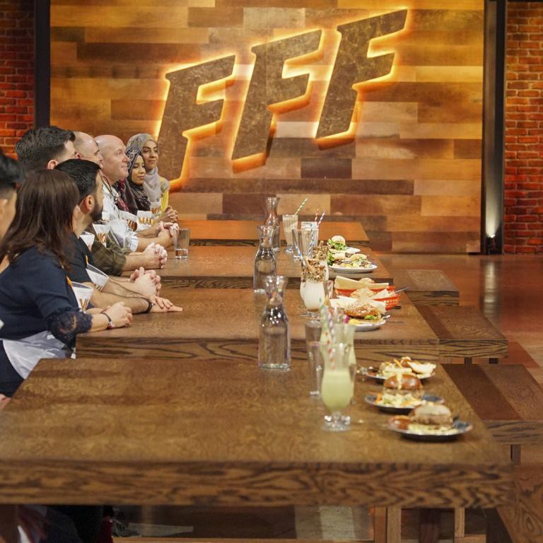 Family Food Fight judges and contestants