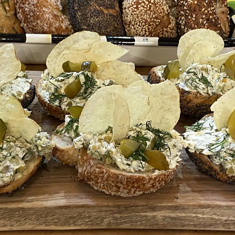 Dill Pickle Cream Cheese Bagels