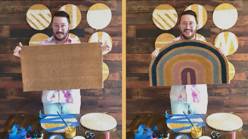 Jove Meyer rainbow mat DIY before and after