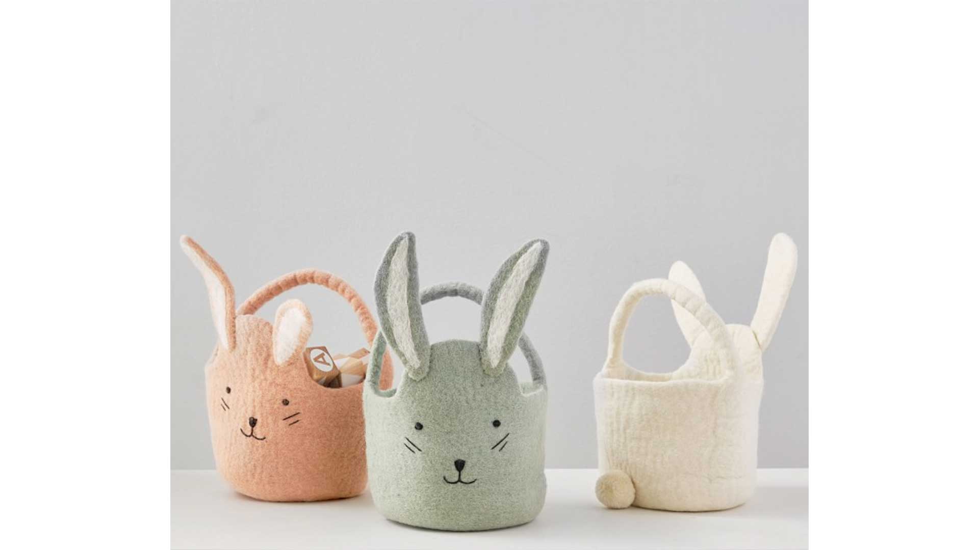 Felted Bunny Baby Easter Bucket