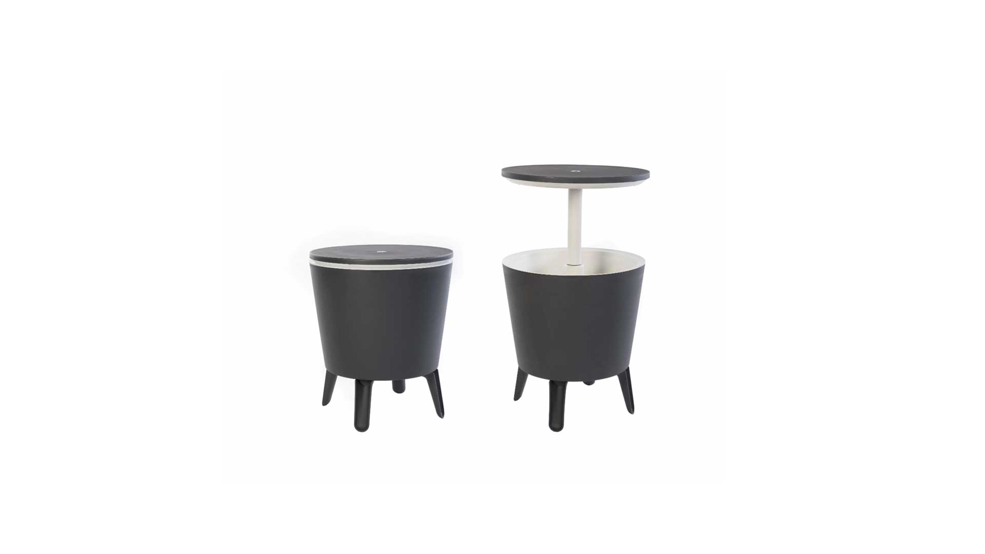 Gray Resin Outdoor Accent Table and Cooler in One