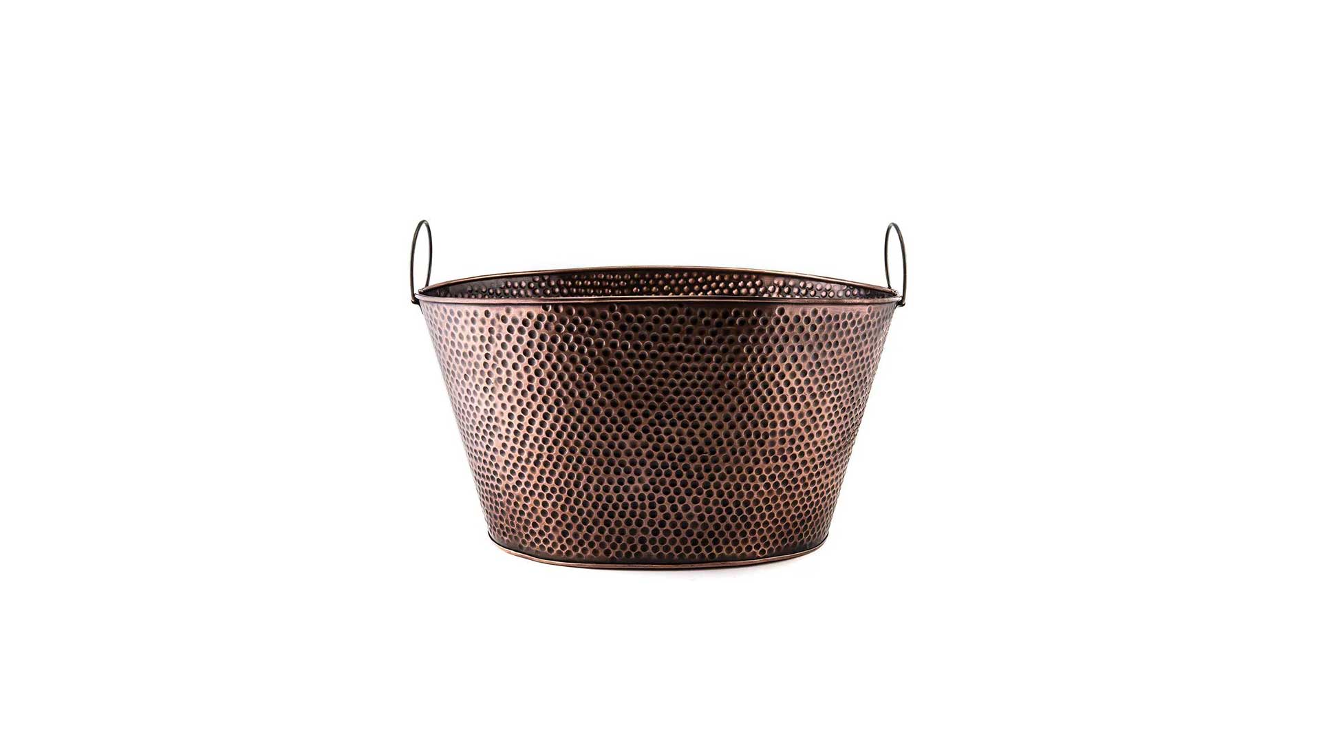 Oval Antique Hammered Copper Party Tub