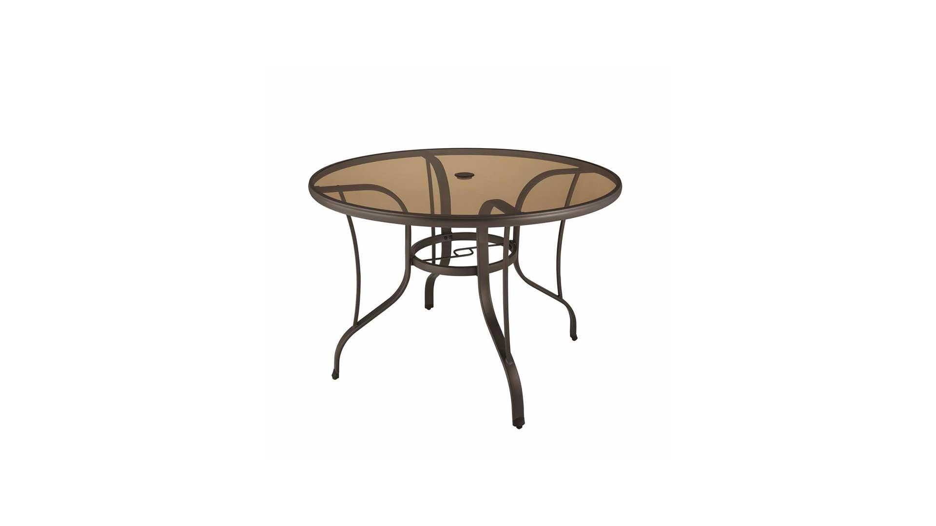 Steel Round Outdoor Patio Dining Table with Painted Glass