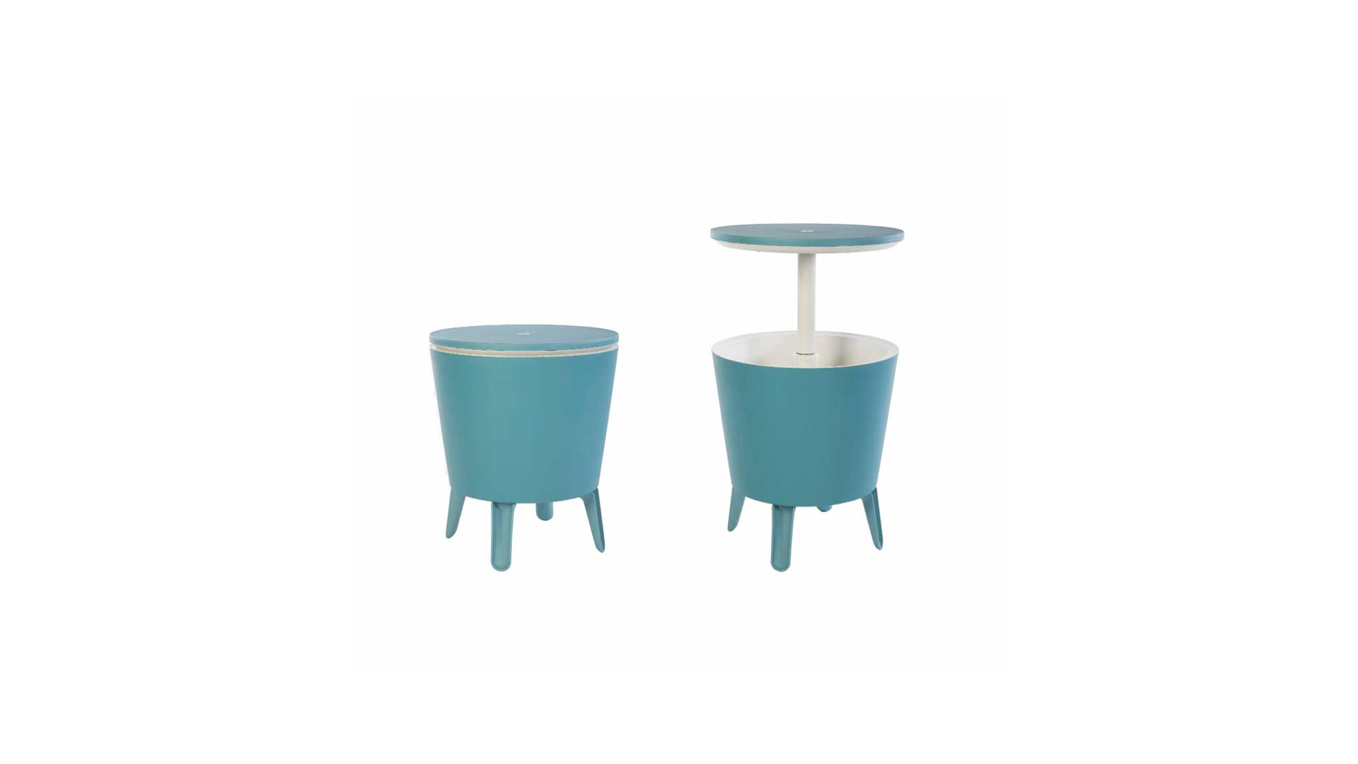 Teal Resin Outdoor Accent Table and Cooler in One