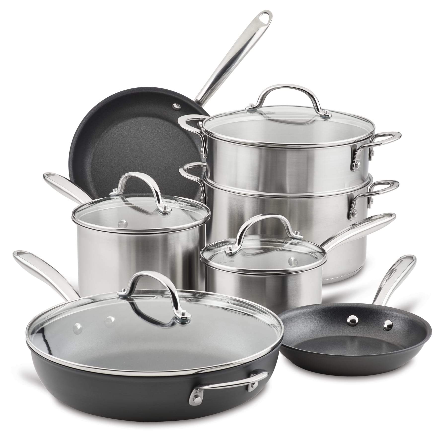 Stainless Steel and Hard-Anodized Cookware Set