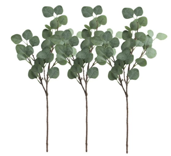 Supla 3 Pcs Artificial Silver Dollar Eucalyptus Leaf Spray in Green 25.5"