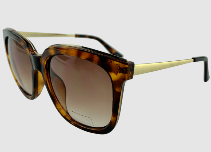 Ann Taylor Women's Tortoise Brown Oval Frame Metal Side Sunglasses