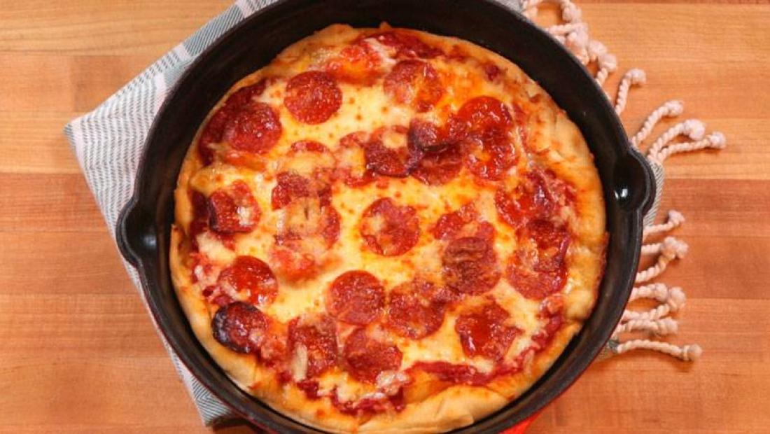 Cast Iron Chicago-Style Pepperoni Pan Pizza