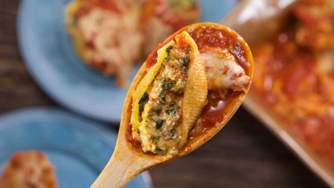 Super-Stuffed Shells with Spinach and Italian Sausage 