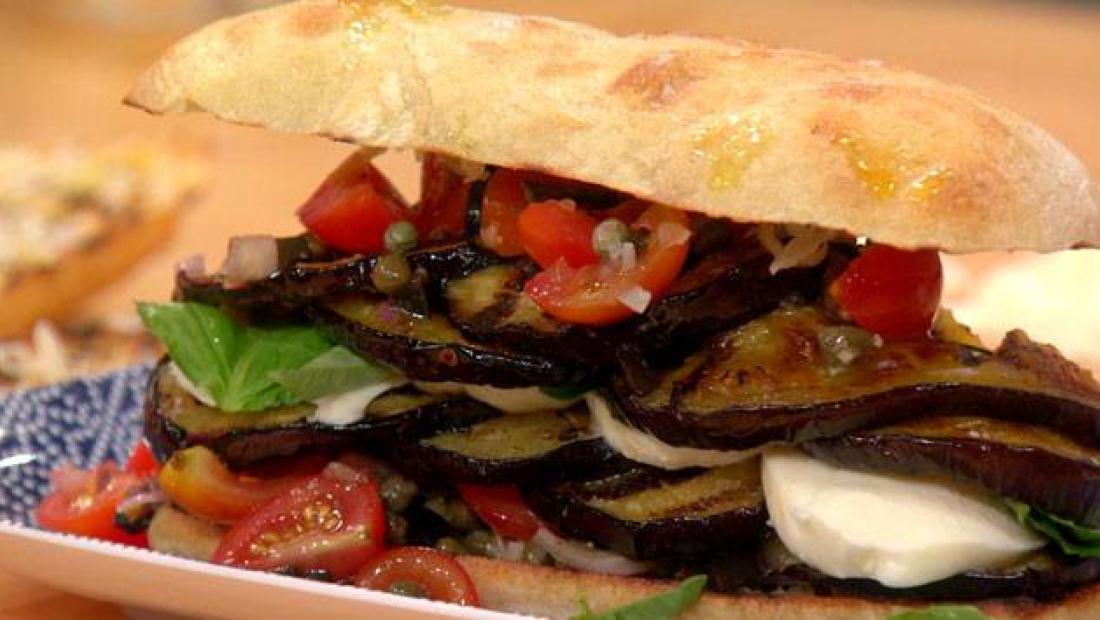 Grilled Eggplant And Mozzarella Sandwiches Recipe Rachael Ray Show