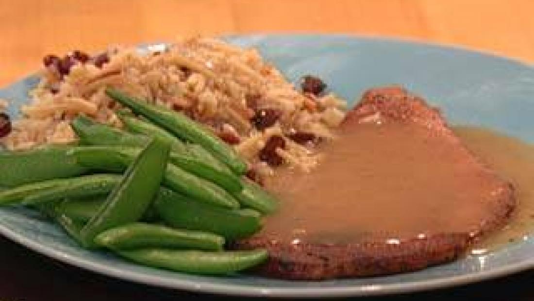 Cran-Rice Pilaf and Ham Steak with Buttered Rum Gravy | Recipe ...