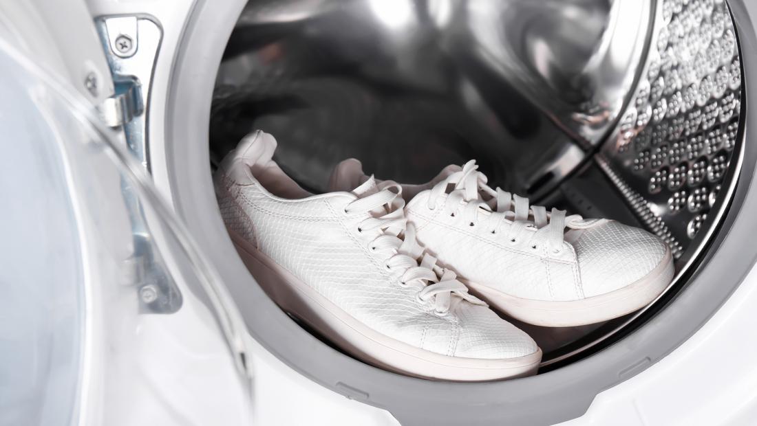White Sneakers In Washing Machine