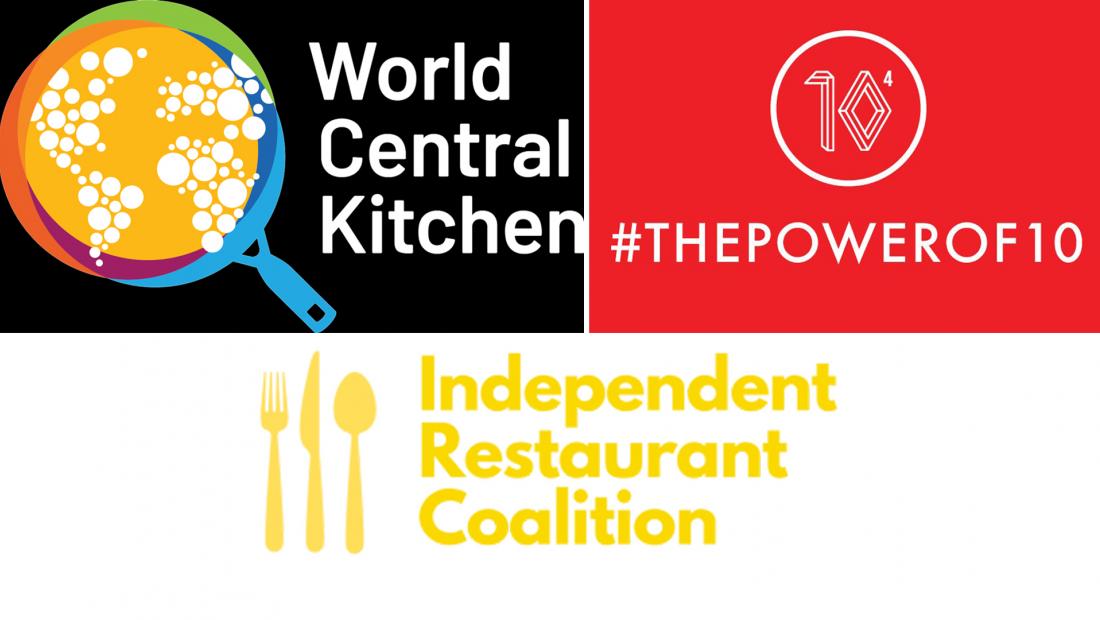 World Central Kitchen, Power of 10 Initiative, Independent Restaurant Coalition logos