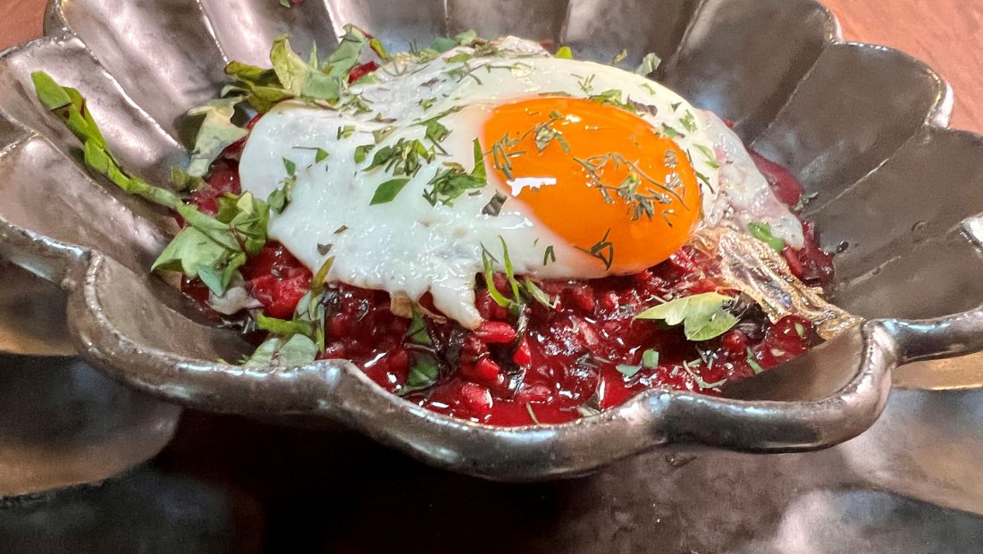 Red Wine & Beet Risotto With a Fried Egg
