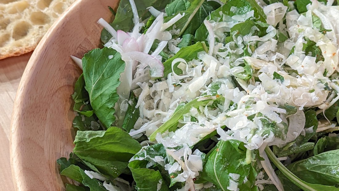 Kitchen Sink Salad (Arugula and Fennel Salad with Pickled Onion Dressing) 