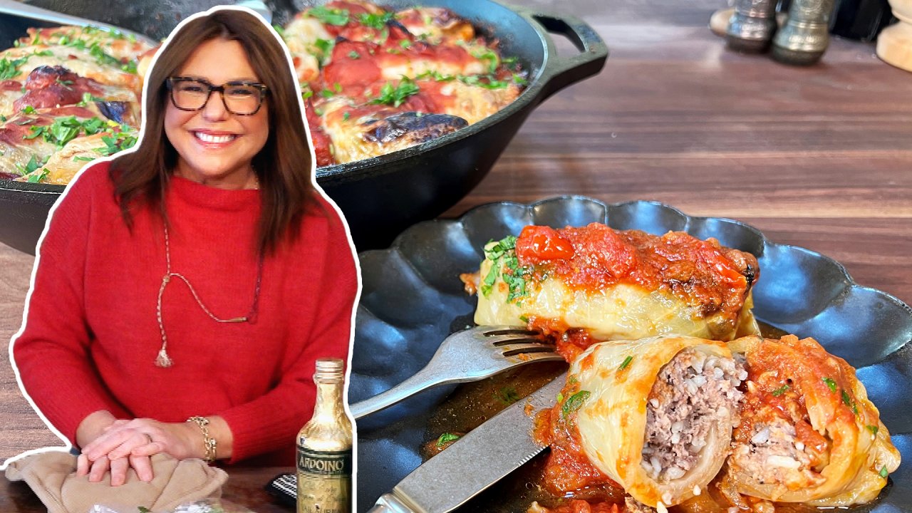 EASIEST STUFFED CABBAGE EVER: Cast-Iron Skillet Roast Stuffed Cabbage, Rachael  Ray