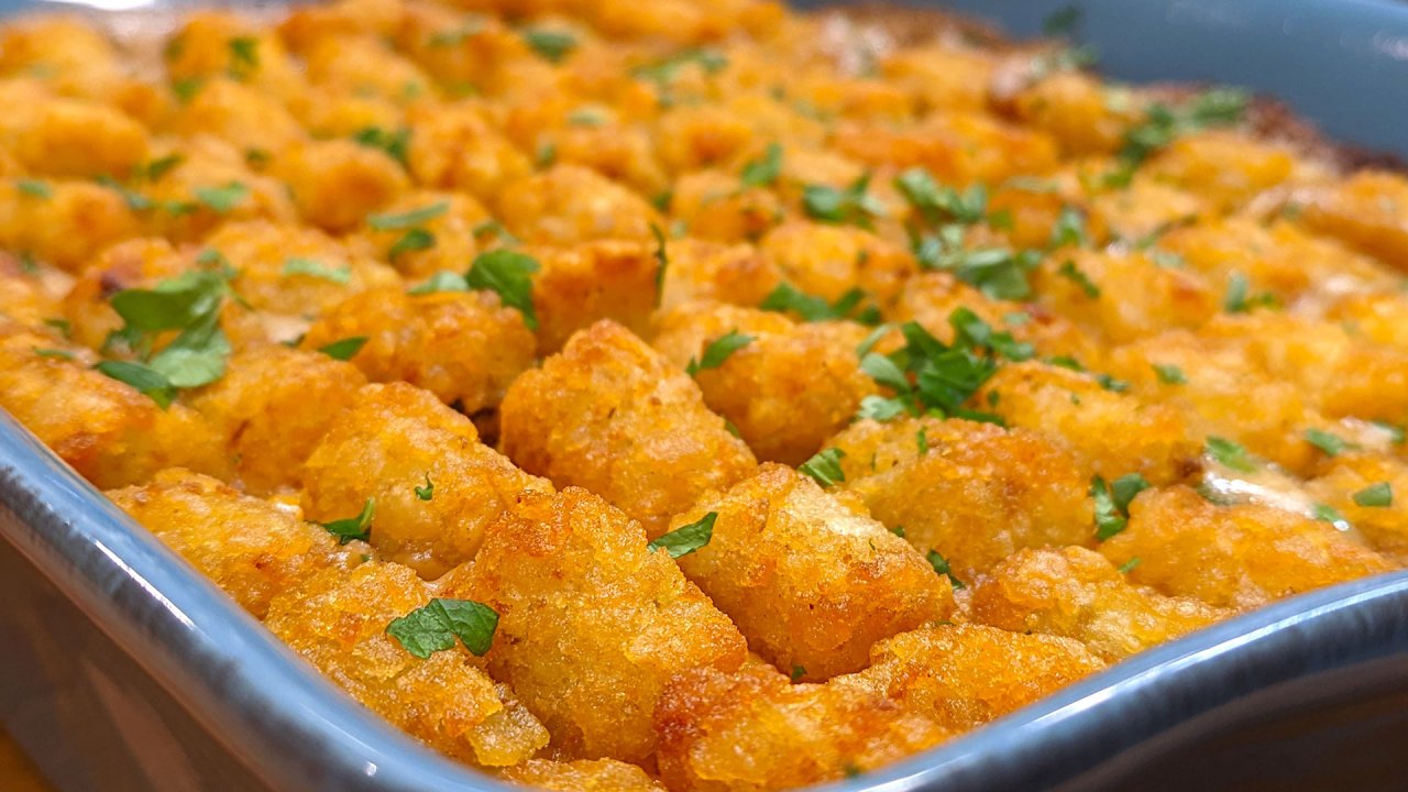 Classic Tot Hotdish Tater Tot Casserole with Ground Beef Molly Yeh Recipe