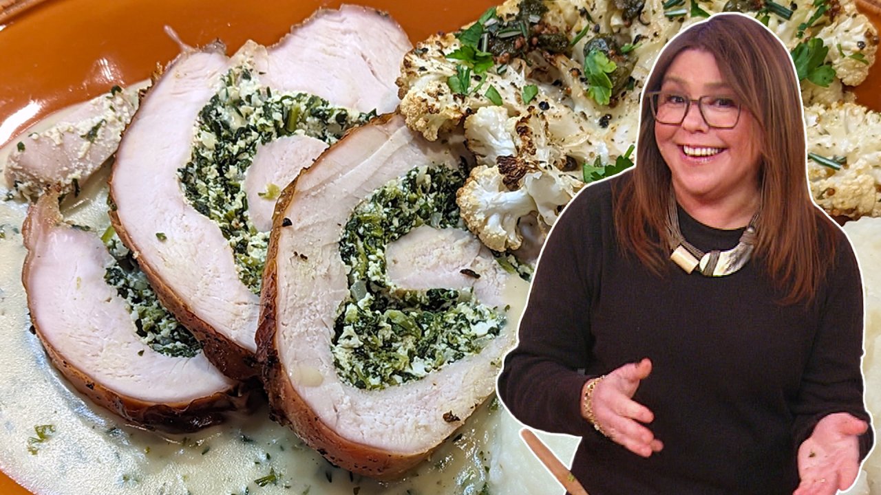 Italian Rolled Turkey Breast with Spinach and Ricotta and Herb Gravy Rachael Ray Recipe