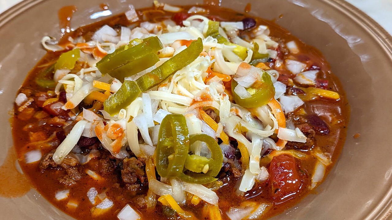 Rach’s “Good Luck” Bacon & Beef Chili