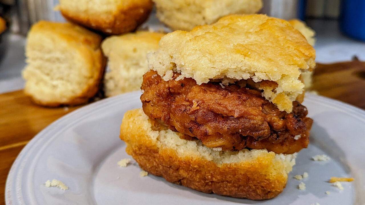 Southern Fried Chicken Biscuits with Honey Butter, Stand by Your Pan  TikToker Hannah Dasher