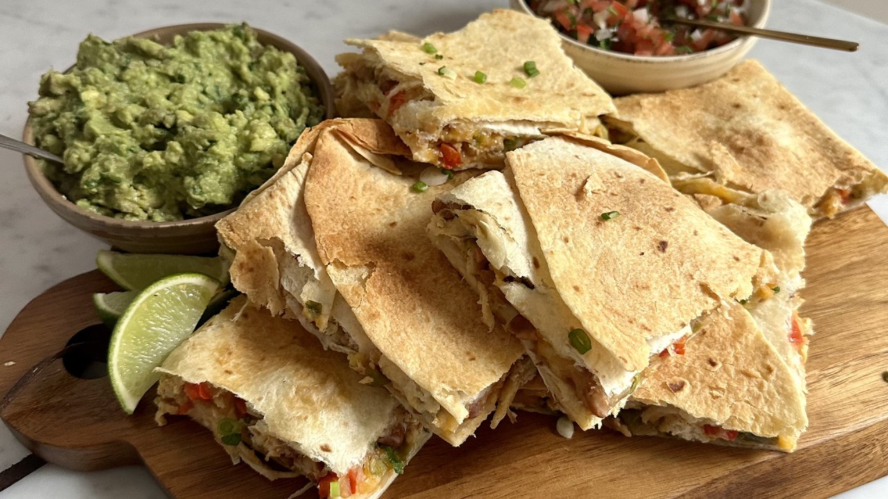 Chicken Sheet Pan Quesadilla - Gimme Some Oven