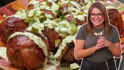 Baseball Meatballs with Bacon Laces, BBQ Sauce Brush and Ranch Drizzle | Rachael Ray