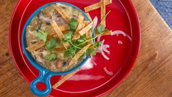 Rachael's Mean Green Pulled Chicken Chili