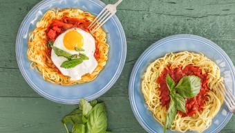 Crispy Spaghetti Nests with Arrabbiata