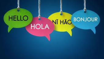 speech bubbles saying "hello" in different languages