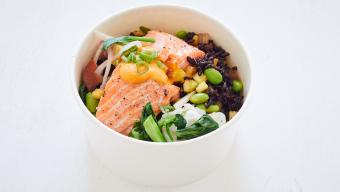 Pineapple Black Fried Rice With Grilled Salmon
