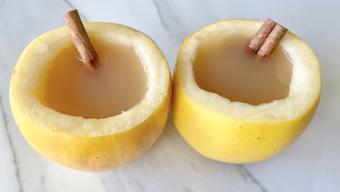 Edible Apple Cups with Cider and Cinnamon Sticks