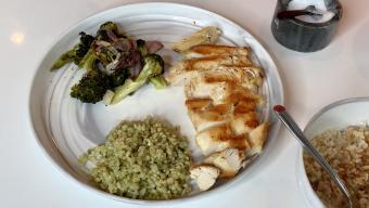 Grilled Lemon Chicken with Herbed Brown Rice, Roasted Broccoli & Red Onions