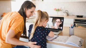 parent and child remote learning at home