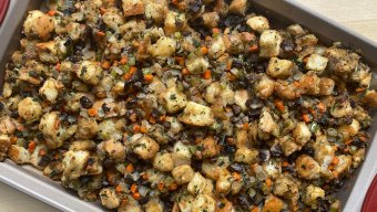 One Stuffing Recipe—2 Ways (with Sausage and a Vegetarian Version with Mushrooms)