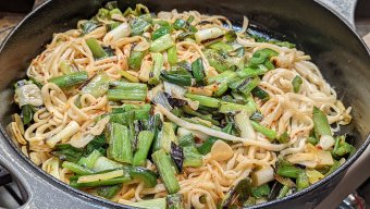 Garlic Ginger Noodles with Charred Scallions