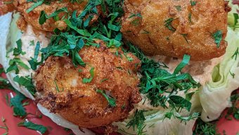 Crab and Shrimp Hush Puppies with Tangy Remoulade