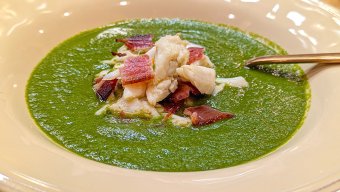 Crab and Coconut Spinach Soup Inspired by Calaloo