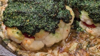 Cauliflower with Flat Kale and Pistachio Pesto