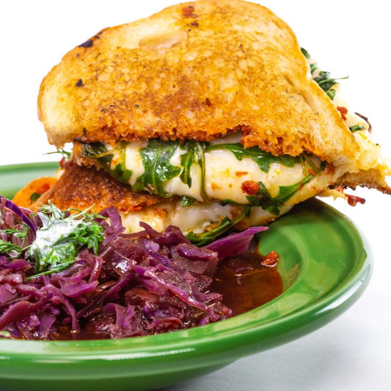 Rachael's Red Cabbage Soup and Grilled Cheese with Sundried Tomato Spread