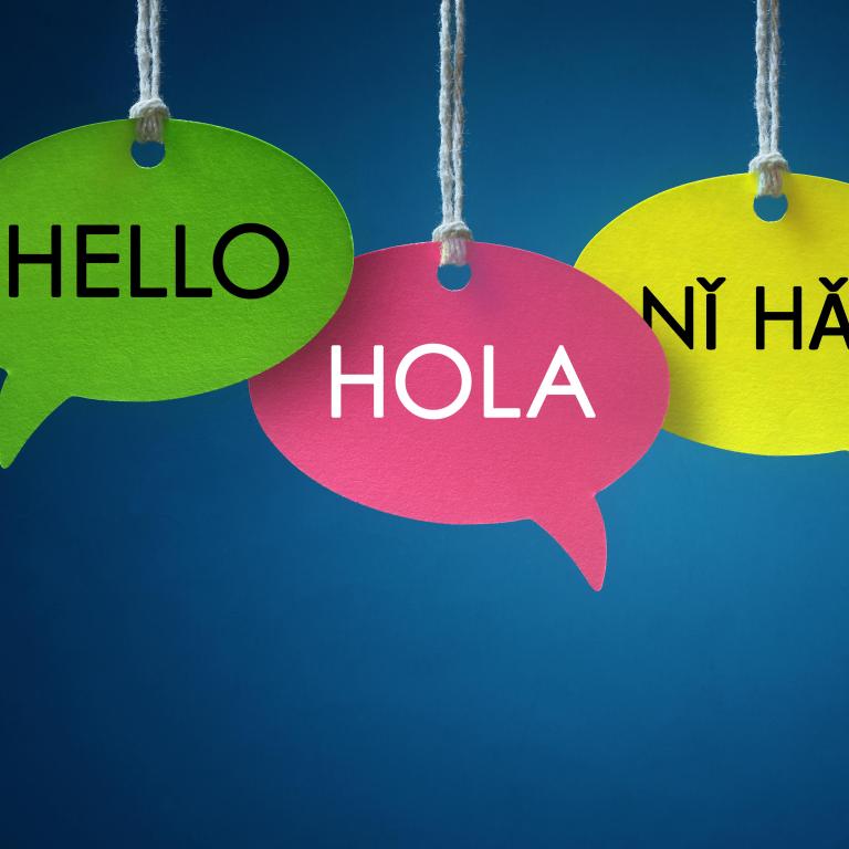 speech bubbles saying "hello" in different languages