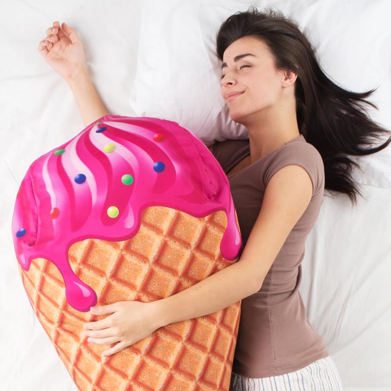 woman sleeping ice cream
