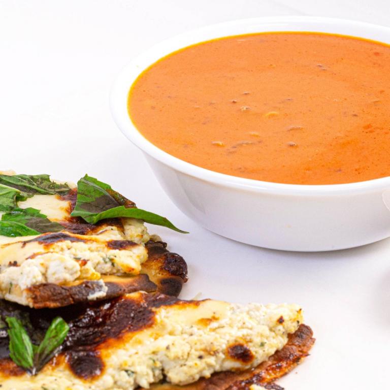 Rachael Ray's Roasted Garlic White Flatbread Pizza and Calabrian-Style Tomato Soup
