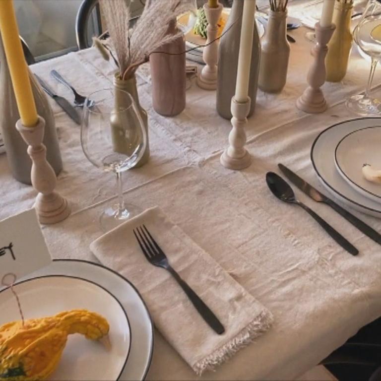 Thanksgiving table set by Bobby Berk