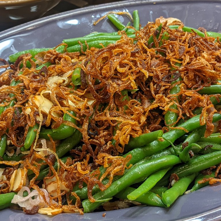 Green Beans with Toasted Almonds and Crispy Shallots