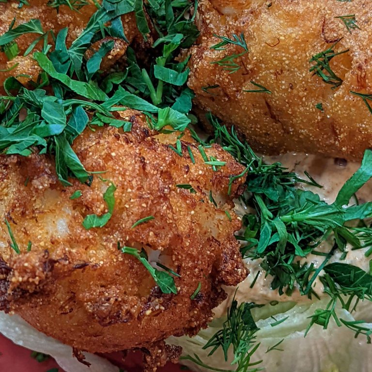 Crab and Shrimp Hush Puppies with Tangy Remoulade