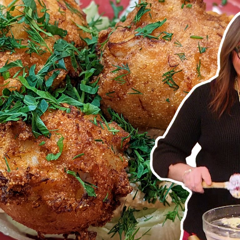 Crab and Shrimp Hush Puppies with Tangy Remoulade | Rachael Ray