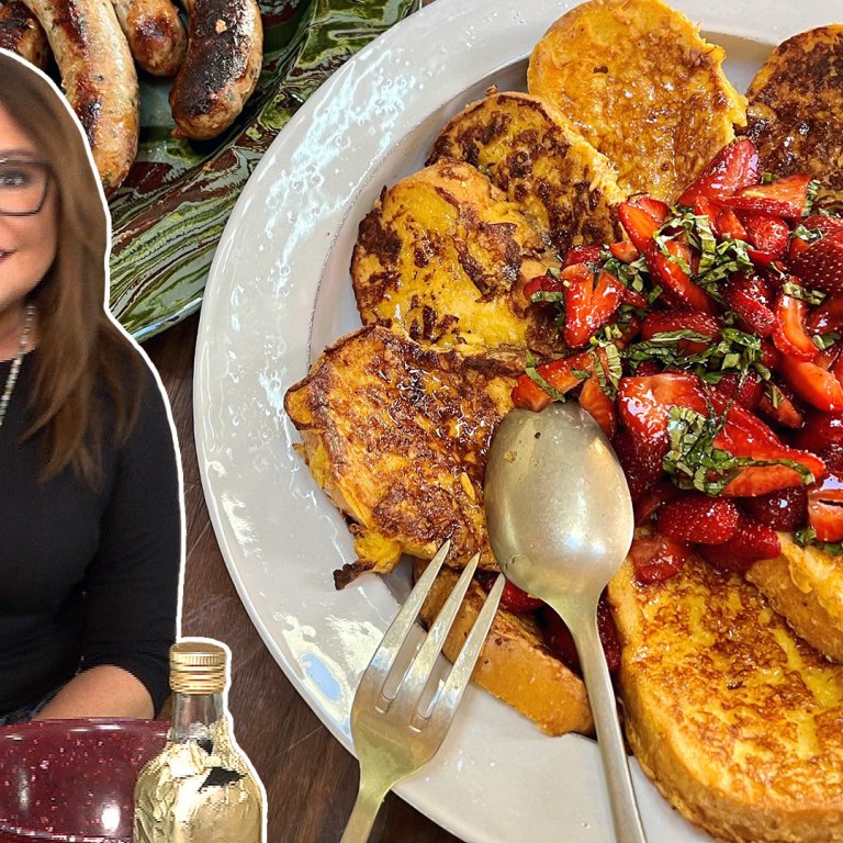 Savory French Toast with Strawberries and Basil and Sausages| Rachael Ray