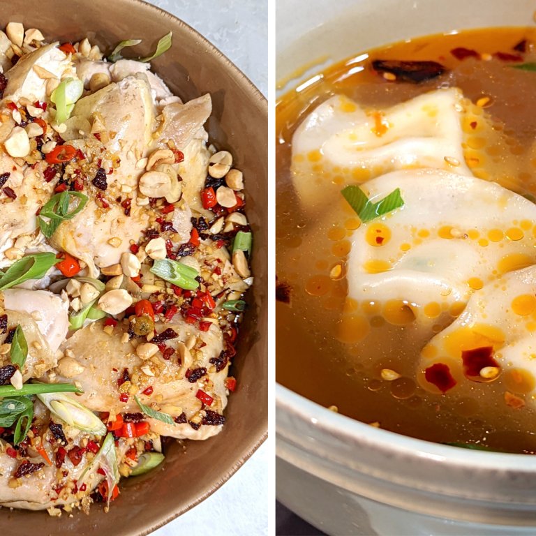 Poached Chile Chicken and Wonton Soup