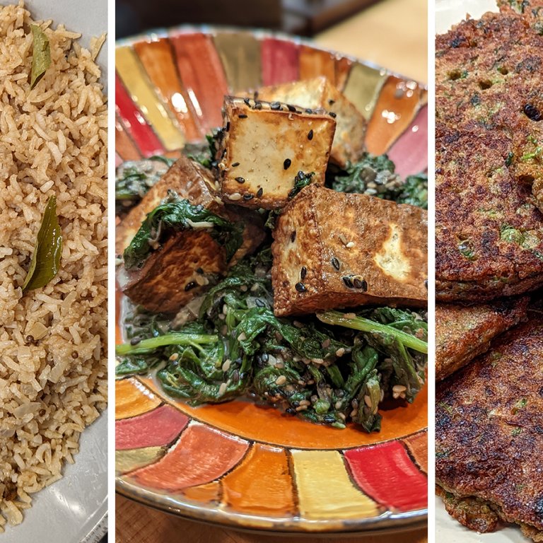 Vegetarian Brunch: Indian-Style Pea Fritters, Saag Paneer and Spiced Rice