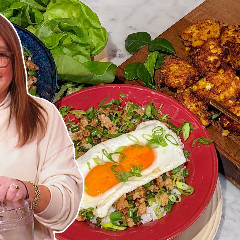 Corn Fritters with Thai Chili Sauce + Thai Chicken with Basil | Rachael Ray
